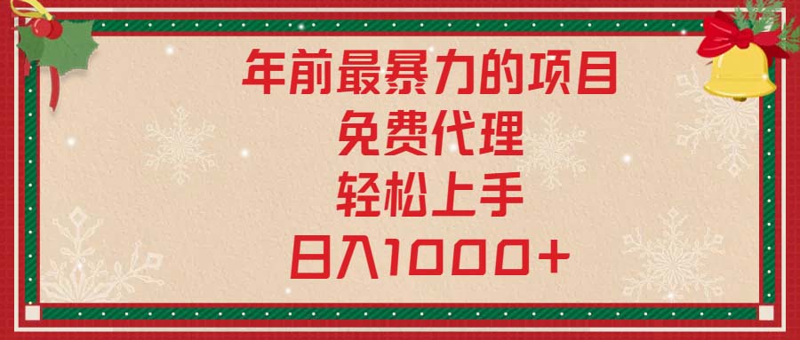 年前最暴力的项目，免费代理，轻松上手，日入1000+-九源吧网赚学院