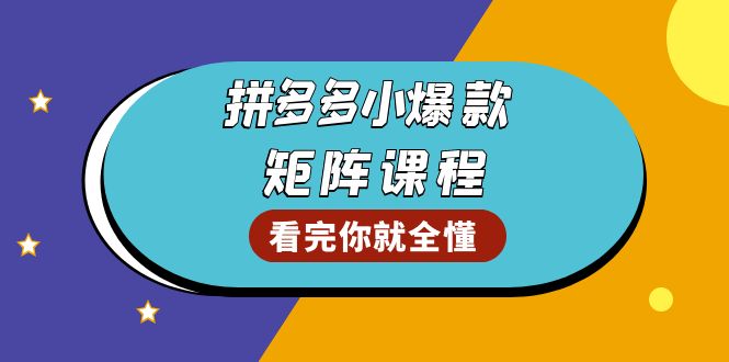 拼多多爆款矩阵课程：教你测出店铺爆款，优化销量，提升GMV，打造爆款群-九源吧网赚