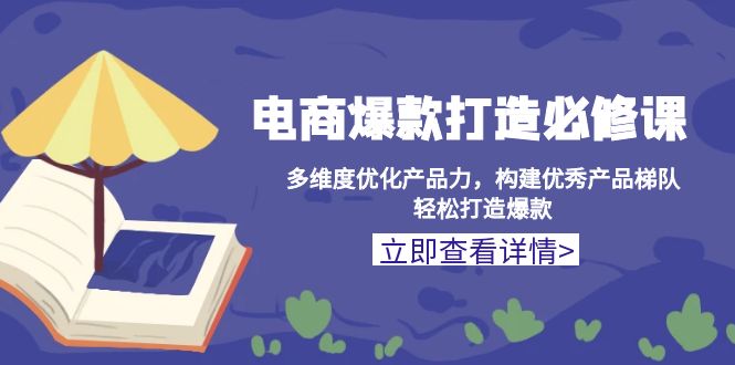 电商爆款打造必修课：多维度优化产品力，构建优秀产品梯队，轻松打造爆款-九源吧网赚