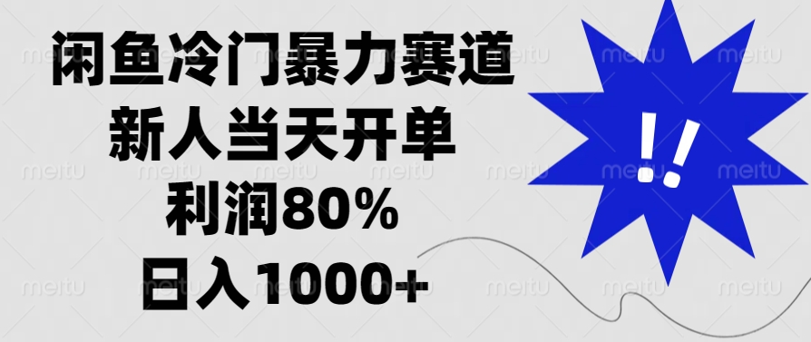 闲鱼冷门暴力赛道，新人当天开单，利润80%，日入1000+-九源吧网赚
