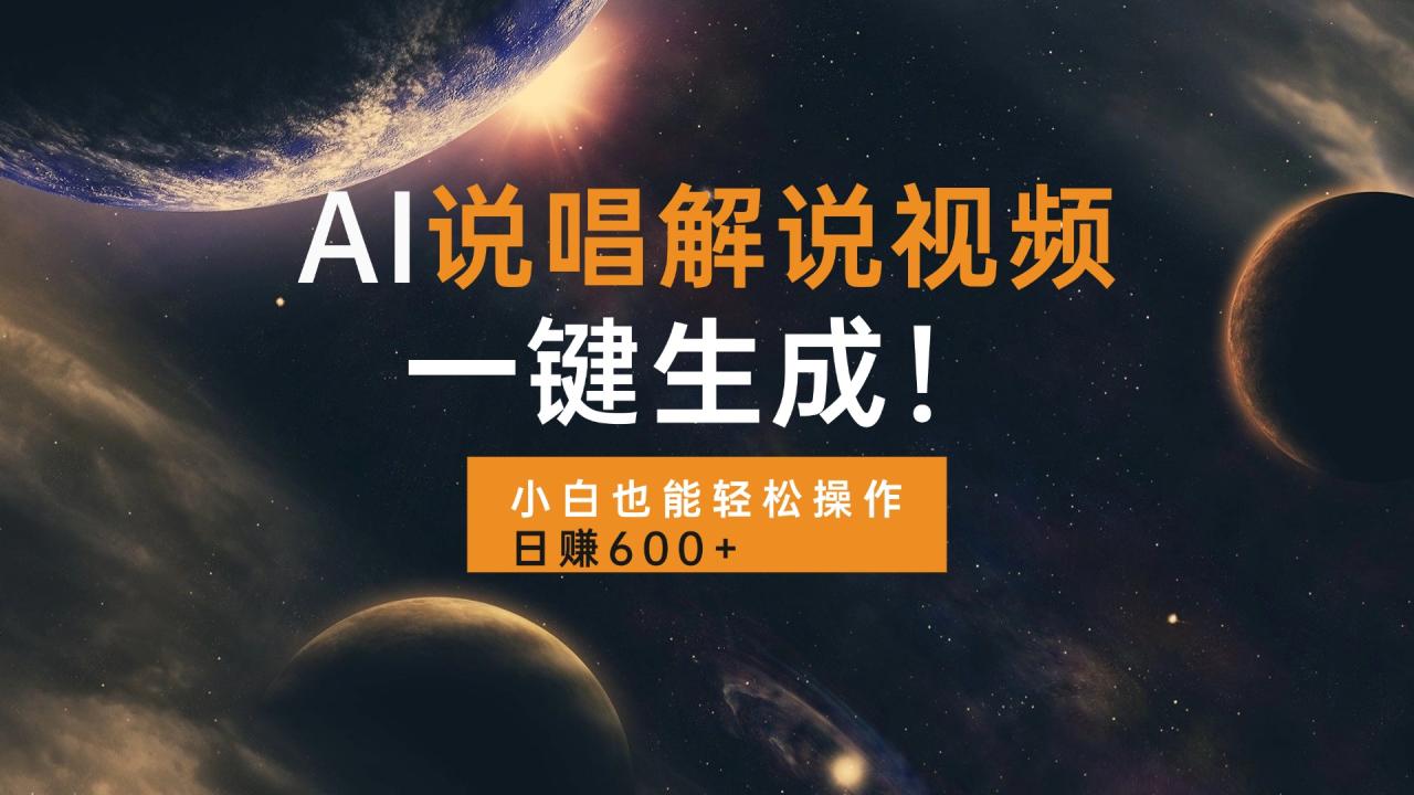 AI说唱解说视频，一键生成，小白也能轻松操作日赚600+-九源吧网赚学院