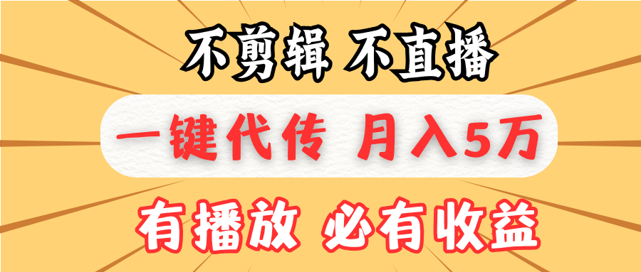 不剪辑不直播，一键代发，月入5万懒人必备，我出视频你来发-九源吧网赚
