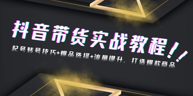 抖音带货实战教程：起号转号技巧+爆品选择+流量提升，打造爆款商品-九源吧网赚
