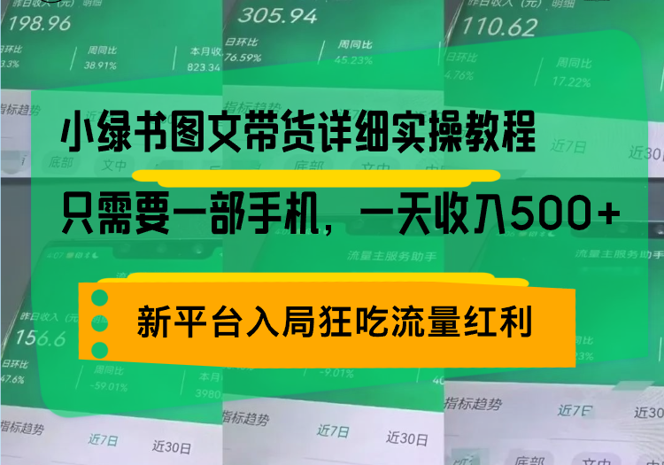 小绿书图文带货详细实操教程，只需要一部手机，一天收入500+，轻松变现-九源吧网赚学院