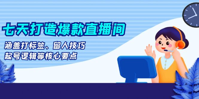 七天打造爆款直播间：涵盖打标签、留人技巧、起号逻辑等核心要点-九源吧网赚