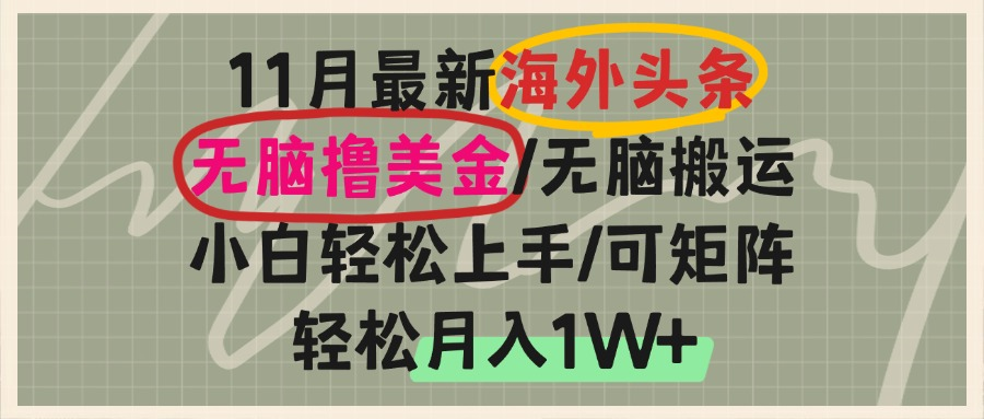 海外头条，无脑搬运撸美金，小白轻松上手，可矩阵操作，轻松月入1W+-九源吧网赚学院