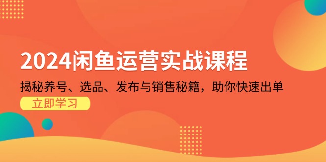 2024闲鱼运营实战课程：揭秘养号、选品、发布与销售秘籍，助你快速出单-九源吧资源站