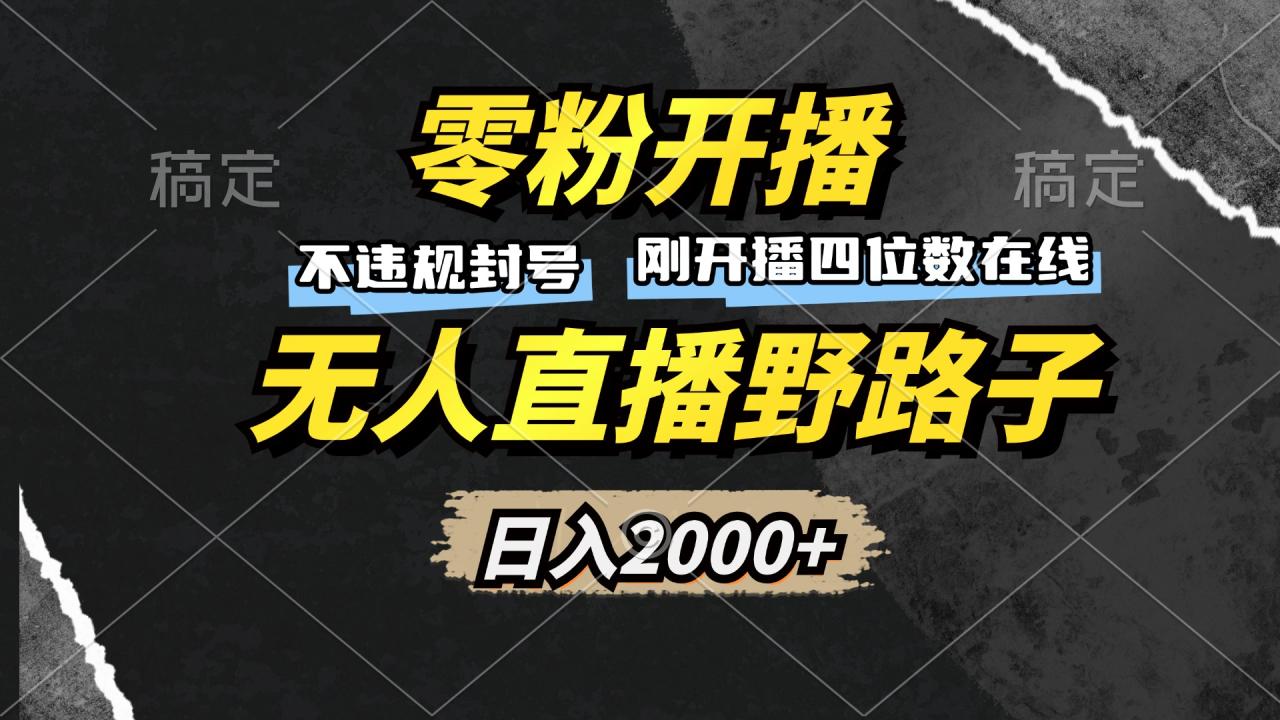 零粉开播，无人直播野路子，日入2000+，不违规封号，躺赚收益！-九源吧网赚学院