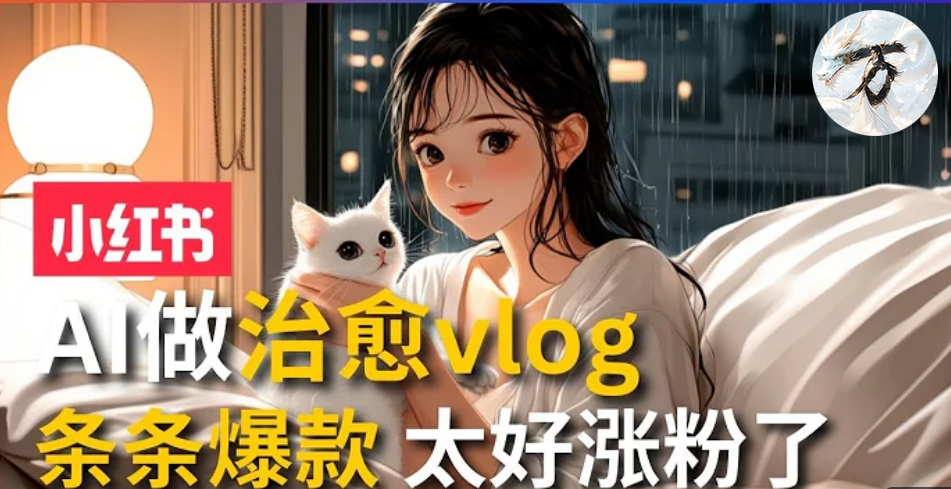 AI治愈系vlog动画视频，小红书1个月轻松涨粉破万，商单报价1500+日入2000+-九源吧网赚