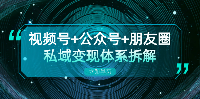 视频号+公众号+朋友圈私域变现体系拆解，全体平台流量枯竭下的应对策略-九源吧网赚