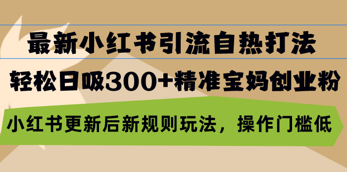 最新小红书引流自热打法，轻松日吸300+精准宝妈创业粉，小红书更新后新…-九源吧网赚