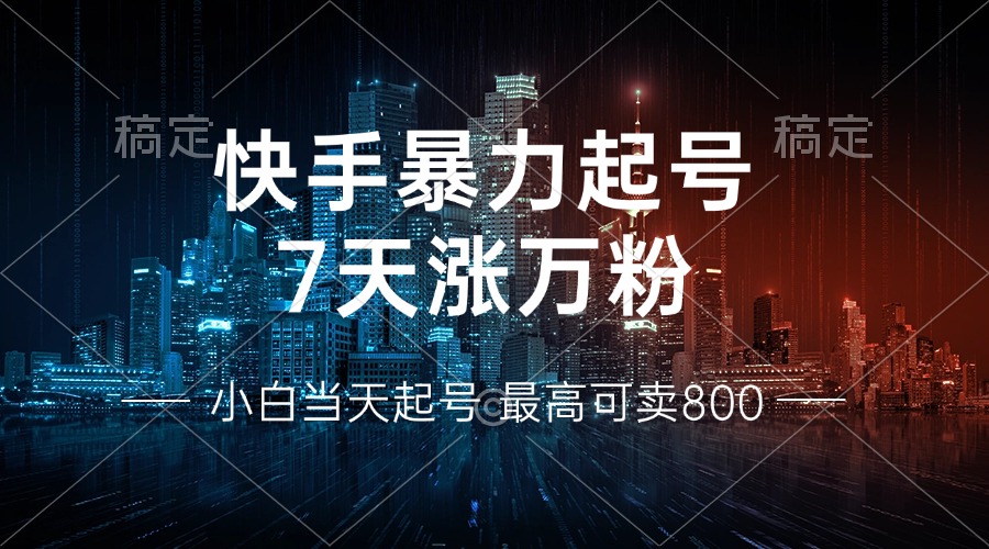 快手暴力起号，7天涨万粉，小白当天起号 多种变现方式，账号回收，单月…-九源吧网赚学院