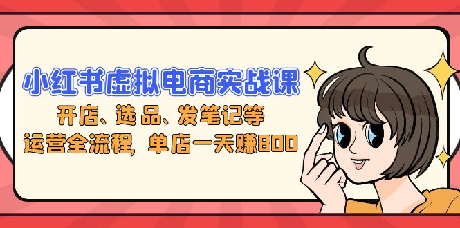 小红书虚拟电商实战课：开店、选品、发笔记等运营全流程，单店一天赚800-九源吧网赚学院