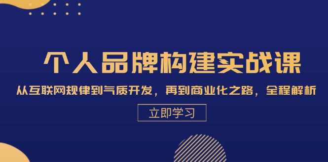 个人品牌构建实战课：从互联网规律到气质开发，再到商业化之路，全程解析-九源吧网赚