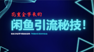 花重金学来的闲鱼引流秘技！轻松日吸300+精准创业粉，每天躺赚5000+，2…-九源吧网赚