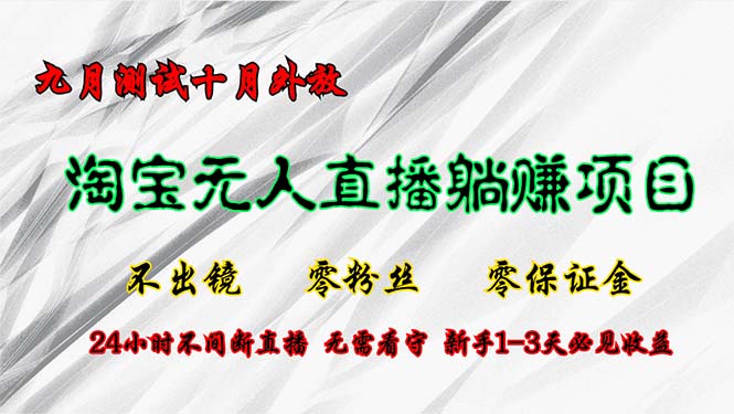 淘宝无人直播最新玩法，九月测试十月外放，不出镜零粉丝零保证金，24小…-九源吧网赚