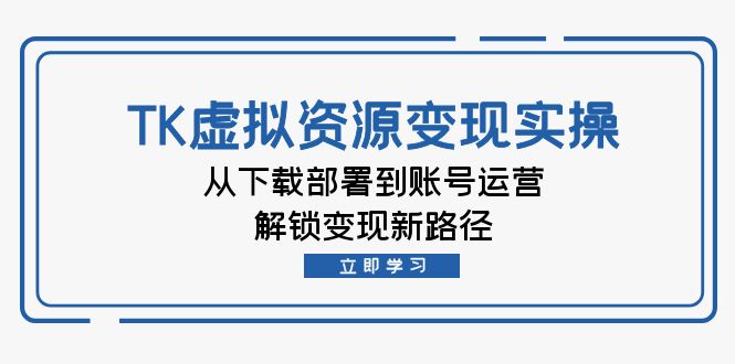 TK虚拟资料变现实操：从下载部署到账号运营，解锁变现新路径-九源吧网赚