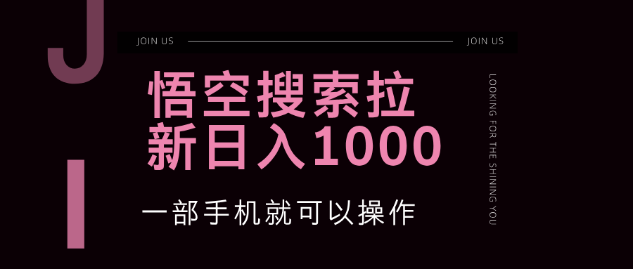 悟空搜索类拉新 蓝海项目 一部手机就可以操作 教程非常详细-九源吧网赚