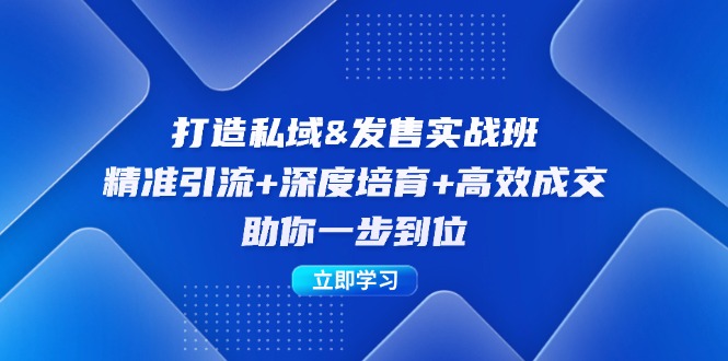 打造私域&发售实操班：精准引流+深度培育+高效成交，助你一步到位-九源吧资源站
