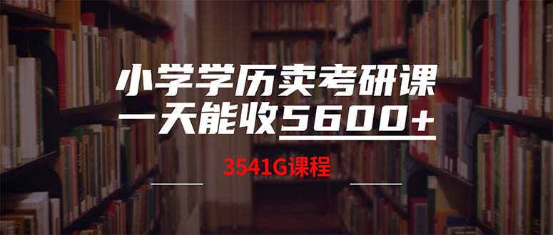 小学学历卖考研课程，一天收5600（附3580G考研合集）-九源吧网赚