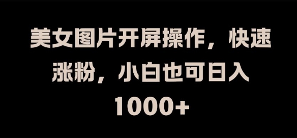 美女图片开屏操作，快速涨粉，小白也可日入1K【揭秘】-九源吧网赚