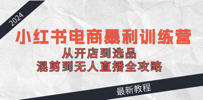 2024小红书电商暴利训练课程：从开店到选品，混剪到无人直播全攻略-九源吧网赚