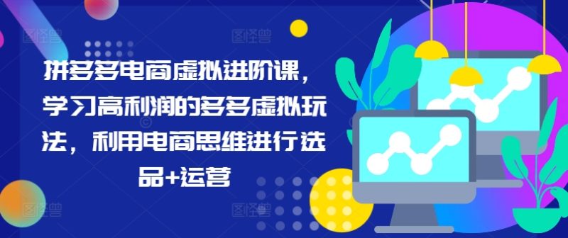 拼多多电商虚拟进阶课，学习高利润的多多虚拟玩法，利用电商思维进行选品+运营（更新）-九源吧网赚