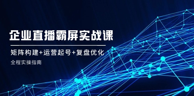 企 业 直 播 霸 屏实战课：矩阵构建+运营起号+复盘优化，全程实操指南-九源吧网赚