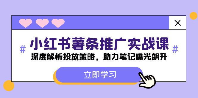 小红书-薯 条 推 广 实战课：深度解析投放策略，助力笔记曝光飙升-九源吧网赚