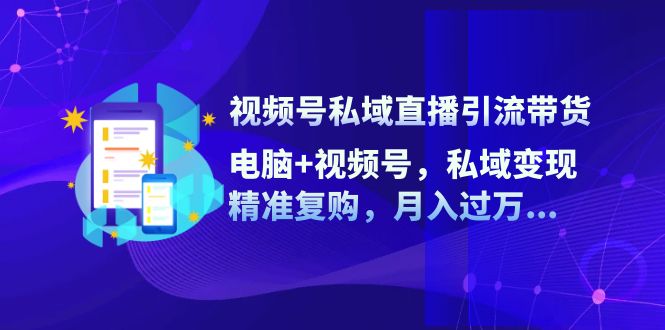 视频号私域直播引流带货：电脑+视频号，私域变现，精准复购，月入过万…-九源吧网赚