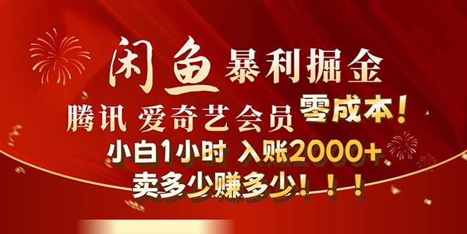 闲鱼全新暴力掘金玩法，官方正品影视会员无成本渠道！小白1小时收-九源吧网赚学院