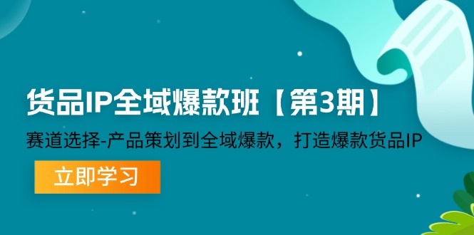 货品IP全域爆款班【第3期】赛道选择-产品策划到全域爆款，打造爆款货品IP-九源吧网赚学院