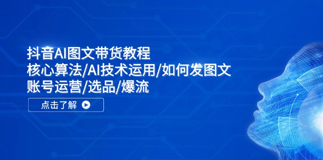 抖音AI图文带货教程：核心算法/AI技术运用/如何发图文/账号运营/选品/爆流-九源吧网赚