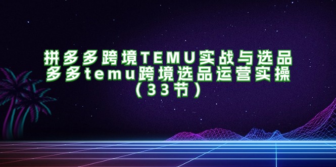 拼多多跨境TEMU实战与选品，多多temu跨境选品运营实操（33节）-九源吧资源站