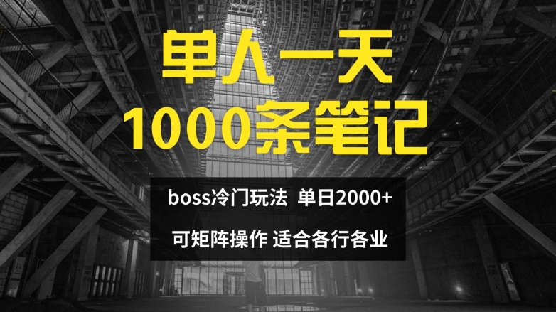 单人一天1000条笔记，日入2000+，BOSS直聘的正确玩法【揭秘】-九源吧网赚