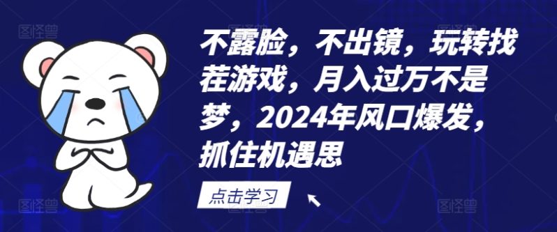 不露脸，不出镜，玩转找茬游戏，月入过万不是梦，2024年风口爆发，抓住机遇【揭秘】-九源吧网赚