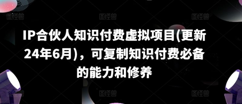 IP合伙人知识付费虚拟项目(更新24年6月)，可复制知识付费必备的能力和修养-九源吧资源站