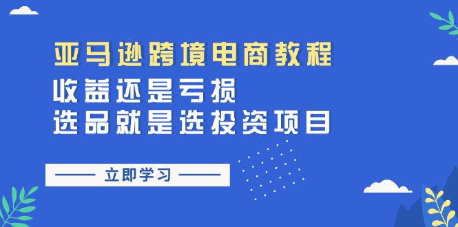 亚马逊跨境电商教程：收益还是亏损！选品就是选投资项目-九源吧网赚学院