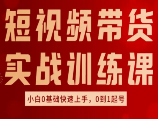 短视频带货实战训练课，好物分享实操，小白0基础快速上手，0到1起号-九源吧网赚