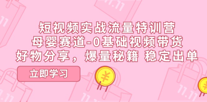 短视频实战流量特训营，母婴赛道-0基础带货，好物分享，爆量秘籍 稳定出单-九源吧资源站