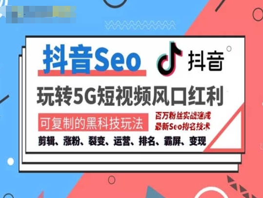 抖音SEO引流培训课程-抓住抖音风口，实现搜索排名，获取精准流量，快速成交变现-九源吧网赚