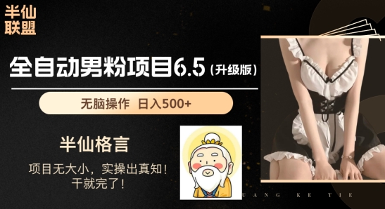 男粉项目6.5升级版，全自动男粉项目，日收入1K+【揭秘】-九源吧网赚