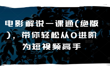 电影解说一课通(绝版)，带你轻松从0进阶为短视频高手-九源吧网赚
