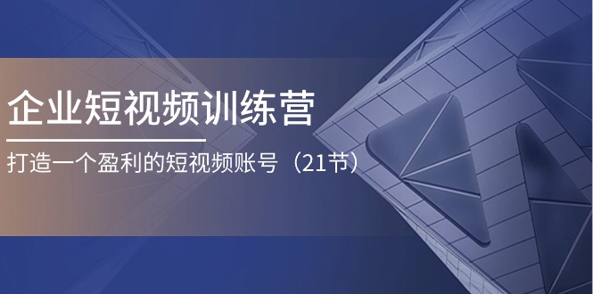 企业短视频训练营：打造一个盈利的短视频账号（21节）-九源吧网赚