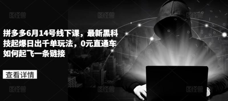 拼多多6月14号线下课，最新黑科技起爆日出千单玩法，0元直通车如何起飞一条链接-九源吧资源站