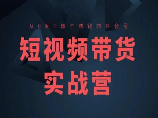 短视频带货实战营(高阶课)，从0到1做个赚钱的抖音号-九源吧网赚