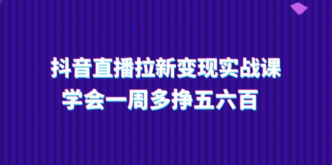 抖音直播拉新变现实操课，学会一周多挣五六百（15节课）-九源吧网赚