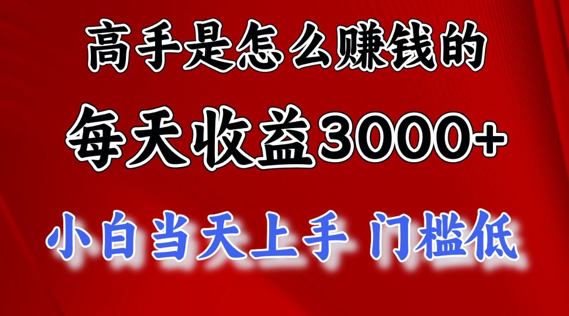 高手是怎么赚钱的，一天收益3000+ 这是穷人逆风翻盘的一个项目，非常…-九源吧网赚
