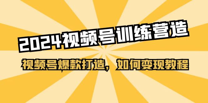 2024视频号训练营，视频号爆款打造，如何变现教程（20节课）-九源吧网赚