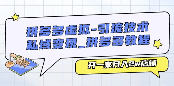 拼多多虚拟-引流技术与私域变现_拼多多教程：开一家月入2w店铺-九源吧网赚